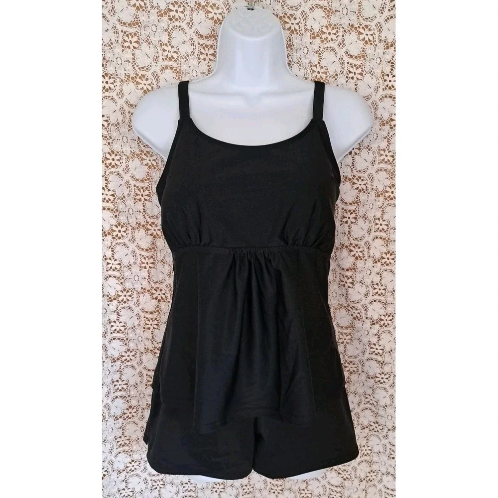 Tropical Escape Swim Shorts 12 Black Tankini Swim Top L Adjustable Straps Padded
